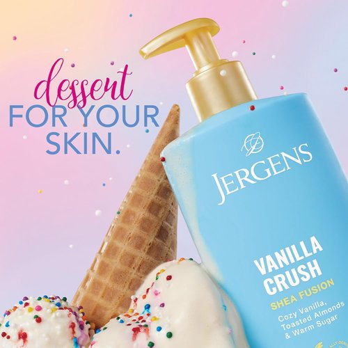 Jergens Body Lotion - Shea Fusion Vanilla Crush Moisturizer with Shea Butter & Vitamin E | 14 Fl Oz