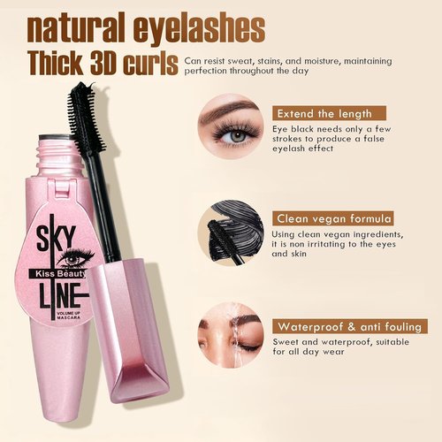 Regine Switzerland Black Natural Eye Makeup Mascara - Defines Lashes & Sculpt Brows, Cruelty-Free, 1 Count