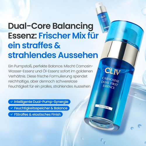 CLIV Carnosine Dual First Essence - Hydrating Facial Moisturizer with Carnosine, Retinol & Peptides - 3.38 fl oz (100ml)