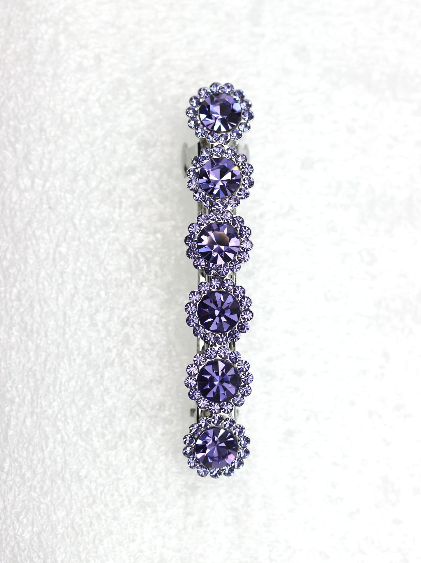 Faship Tanzanite Purple Rhinestone Crystal Floral Small Hair Barrette Clip