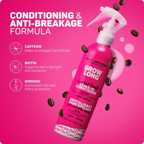 Marc Anthony Leave-In Conditioner Spray & Detangler, Grow Long Biotin, 2-pack - Anti-Frizz Deep Conditioner For Split Ends & Breakage - Vitamin E, Caffeine & Ginseng for Curly, Dry & Damaged Hair