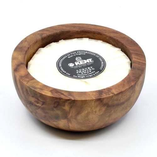 Kent SB6 Men's Shaving Soap Bowl - Dark Oak Wooden Shaving Cream 4.23 oz | Moisturizes & Prevents Razor Burn
