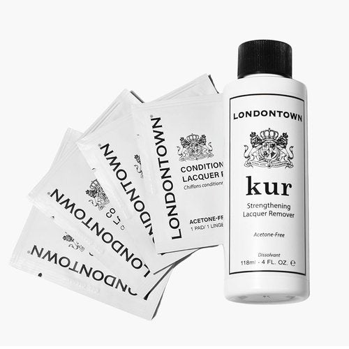 LONDONTOWN Acetone-Free Nail Polish Remover Set | Strengthening & Conditioning Pads