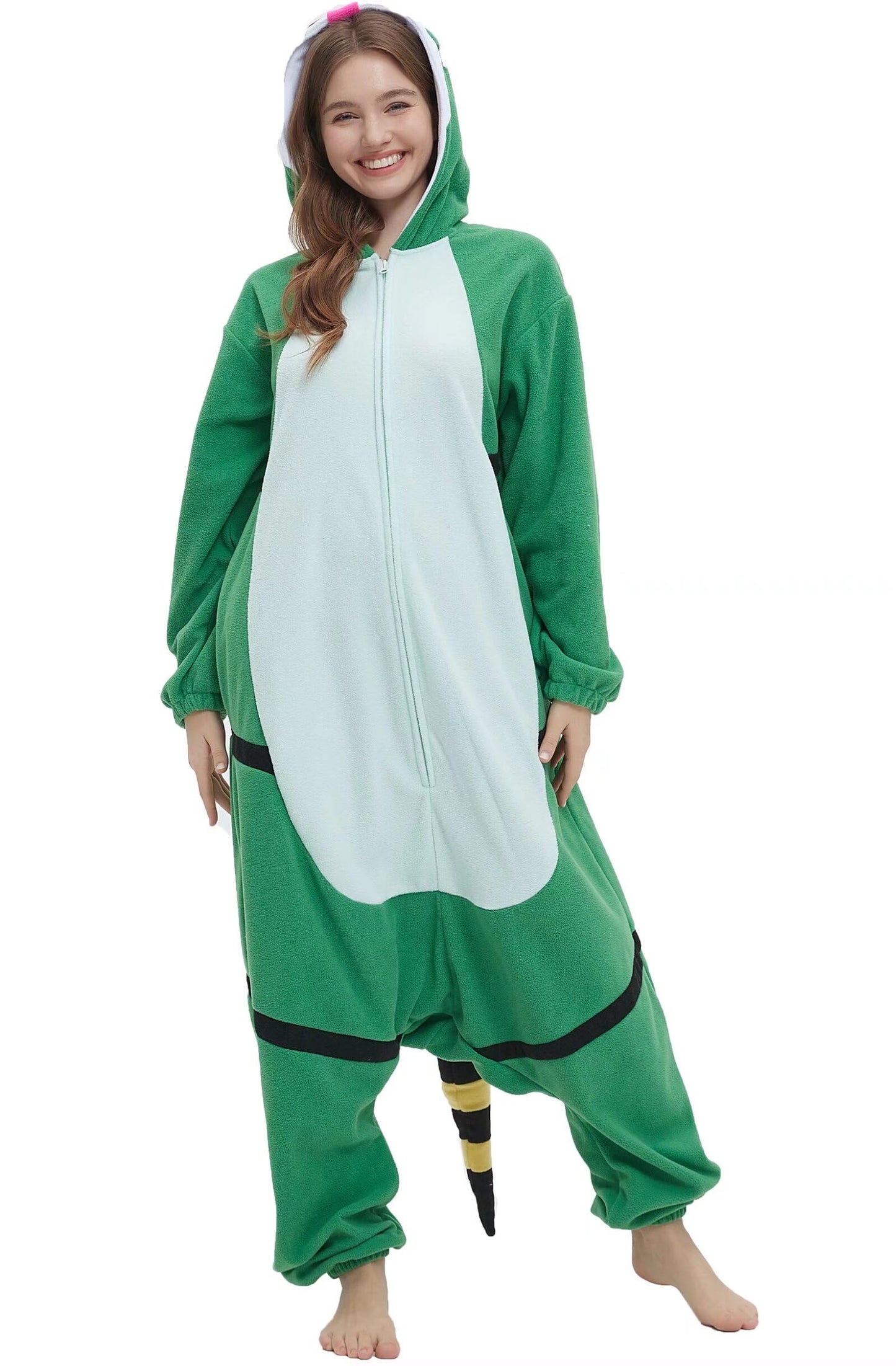 DarkCom Unisex Adult Cosplay Green Lizard Onesie Halloween Costume Christmas Pajamas for Women Men Medium