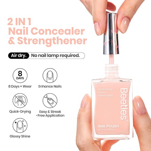 Beetles Nail Polish - Fast-Drying Nude Pink Jelly Nail Concealer | Natural Strengthener 0.51 FL OZ