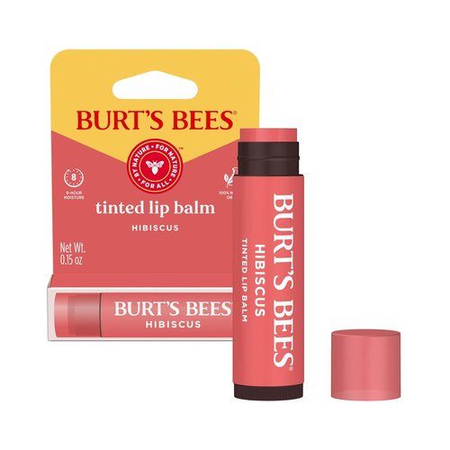 Burt's Bees Lip Tint Balm - Long-Lasting Hydrating Formula with Shea Butter | Hibiscus, 1 Tube