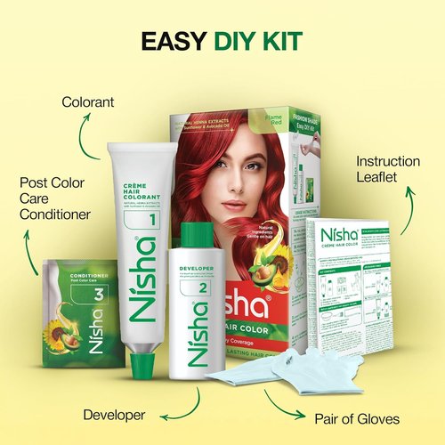 Nisha Creme Hair Color - Permanent Flame Red Hair Dye | 5.07 fl oz, Vibrant & Long-Lasting
