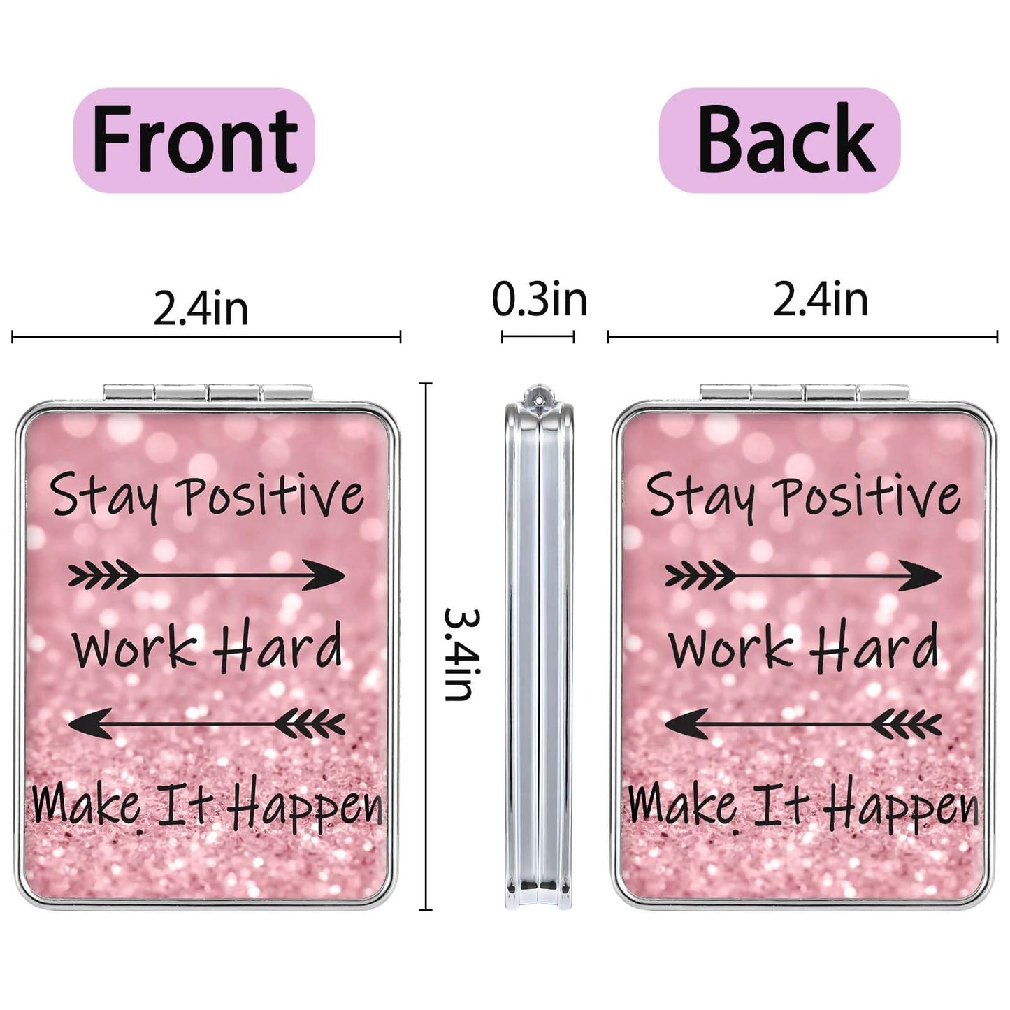 dcdcee Pocket Mirror, Small Travel Mirror with Magnification, Portable Double-Sided Magnifying Cosmetic Mirror for Daily (Positive)