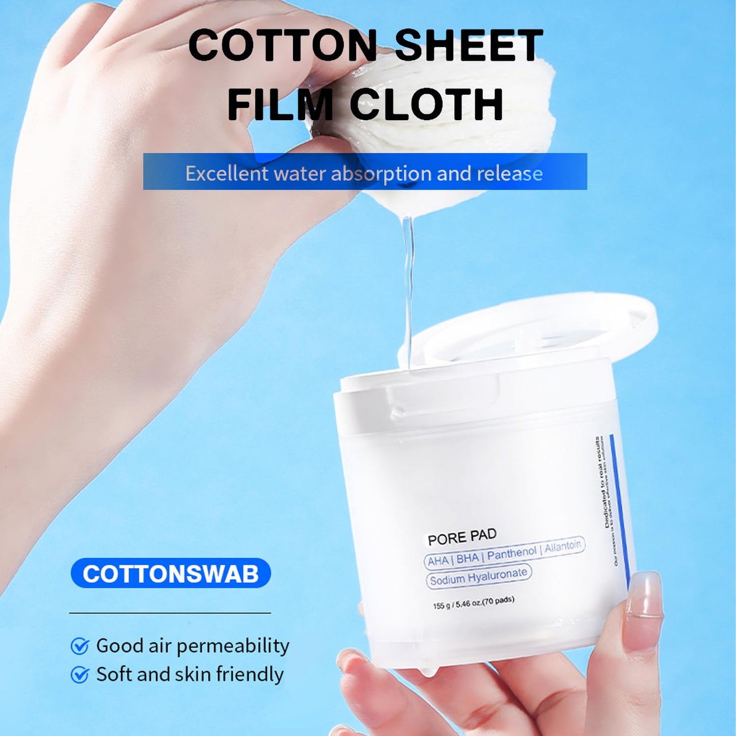 Skiennix Pore Texture Pads - Deep Cleansing & Pore Refining | 70 Count AHA & BHA Peeling Pads for Oily Skin