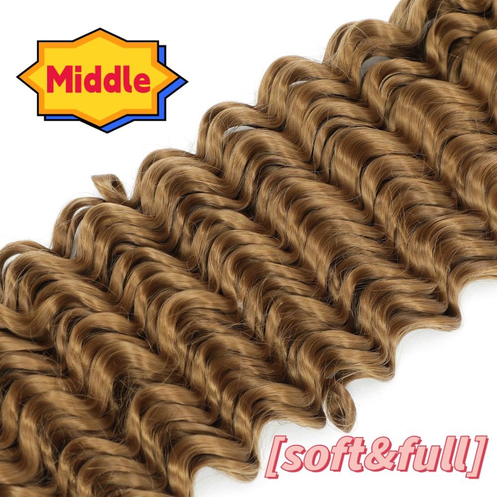 18 Inch Deep Wave Braiding Hair (1Pack-2Bundles) Water Wave Braiding Hair For Bohemian Knotless Boho Braids Wet and Wave, Bulk Synthesis Braiding Hair For Micro Braids Curly Deep Bulk