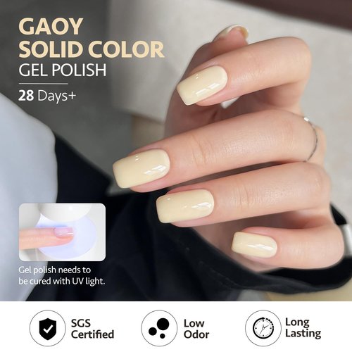 GAOY Pastel Yellow Gel Nail Polish, 16ml Soak Off Gel Polish, UV Light Cure for Nail Art DIY Manicure at Home, 3145 Lemon Creme