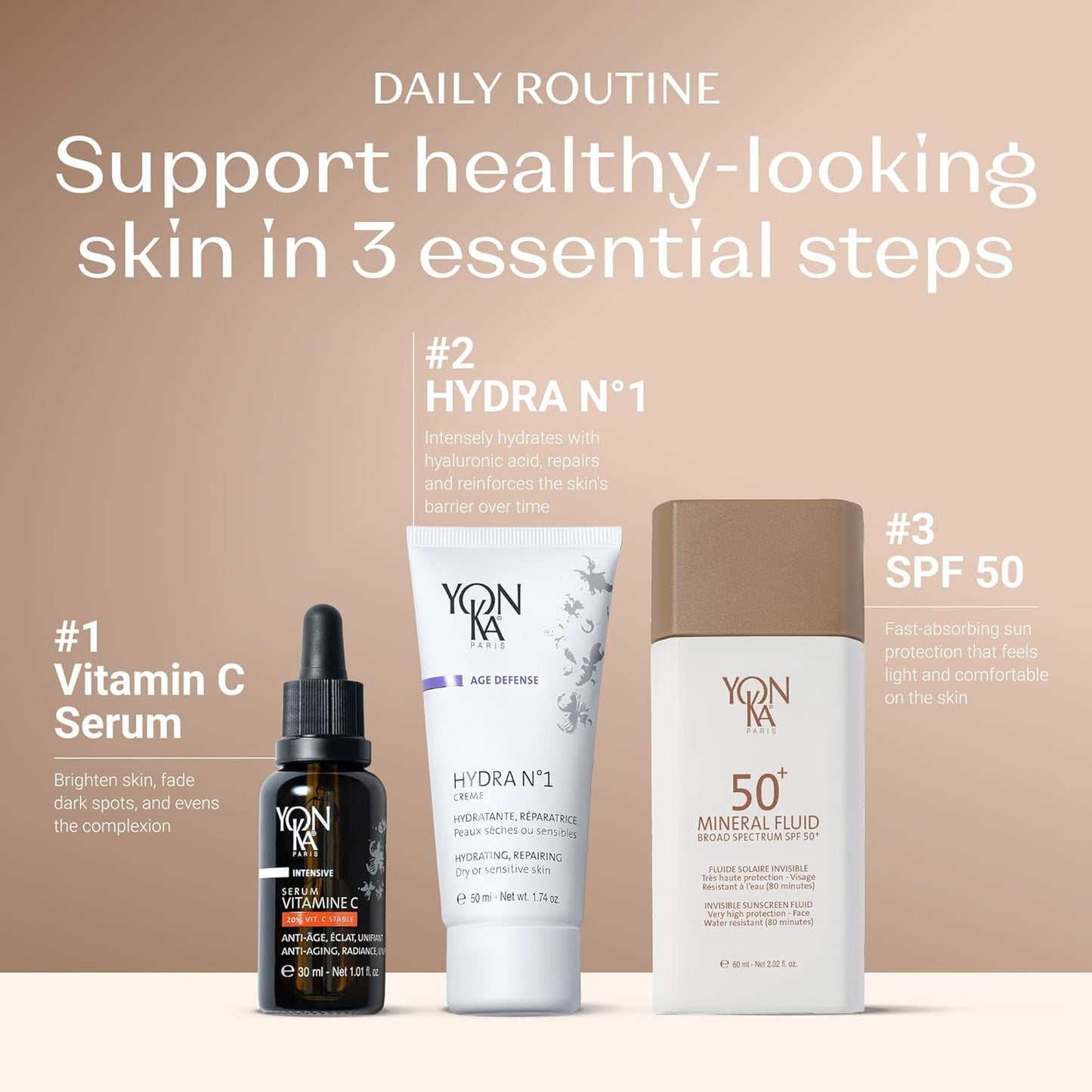 YONKA PARIS SPF 50 Mineral Fluid - Weightless Sheer Sunscreen with No White Cast | Fragrance-Free & Water-Resistant