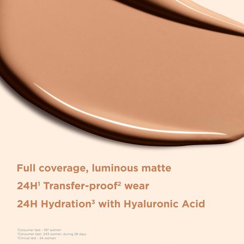 Clarins Skin Illusion Foundation - Longwear Full Coverage with Luminous Matte Finish | 24H Hydration & Hold | 1 Fl Oz