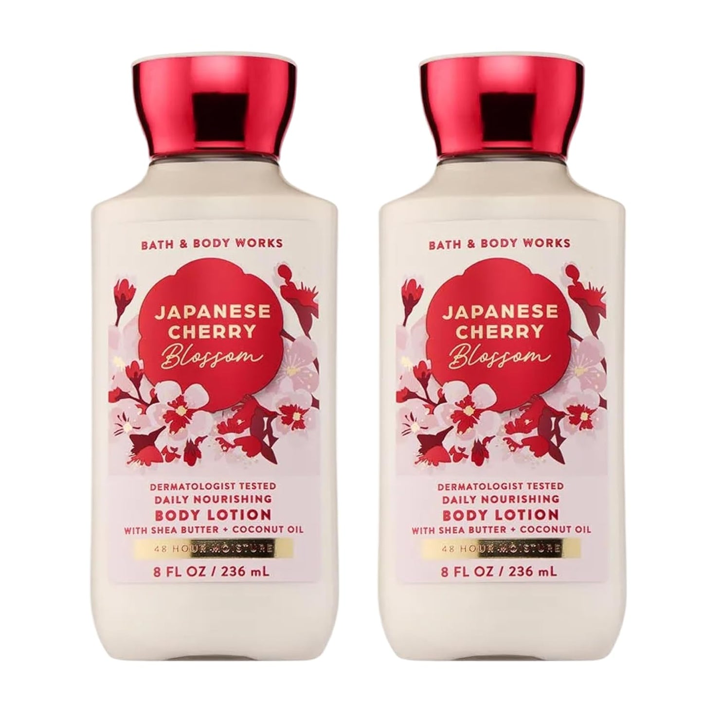 Bath & Body Works Japanese Cherry Blossom Body Lotion - Lightweight Moisturizer with Shea Butter & Coconut Oil, 8 fl oz | 2 Pack