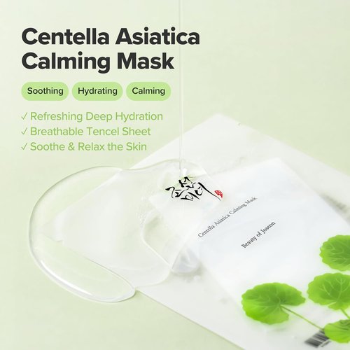 Beauty of Joseon Centella Asiatica Calming Mask - Soothing Cica Face Sheet Mask | 10 Sheets for All Skin Types