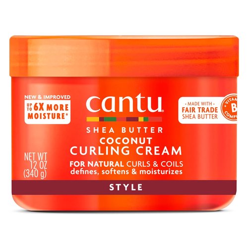 Cantu Coconut Curling Cream - Moisturizing Shea Butter Formula for Natural Hair, 12 oz