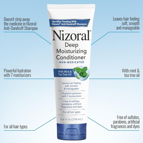 Nizoral Deep Moisturizing Conditioner - Anti-Dandruff Formula with Mint & Tea Tree Oil | 9.4 oz, Sulfate-Free