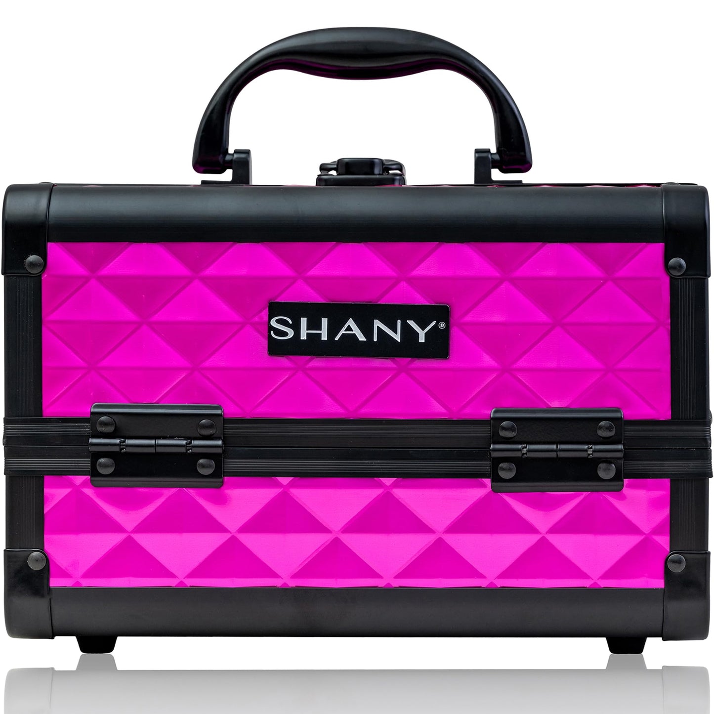 SHANY Chic Makeup Train Case Cosmetic Box Portable Makeup Case Cosmetics Beauty Organizer Jewelry storage with Locks, Multi trays Makeup Storage Box with Makeup Mirror - FOXY PINK