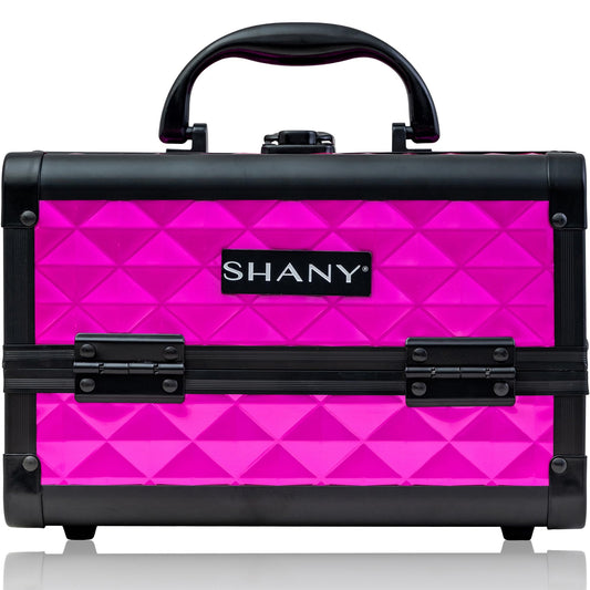 SHANY Chic Makeup Train Case Cosmetic Box Portable Makeup Case Cosmetics Beauty Organizer Jewelry storage with Locks, Multi trays Makeup Storage Box with Makeup Mirror - FOXY PINK