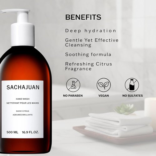 SACHAJUAN Hand Wash - Shiny Citrus | Deeply Hydrating Formula with Earth Silk Technology | 16.9 oz