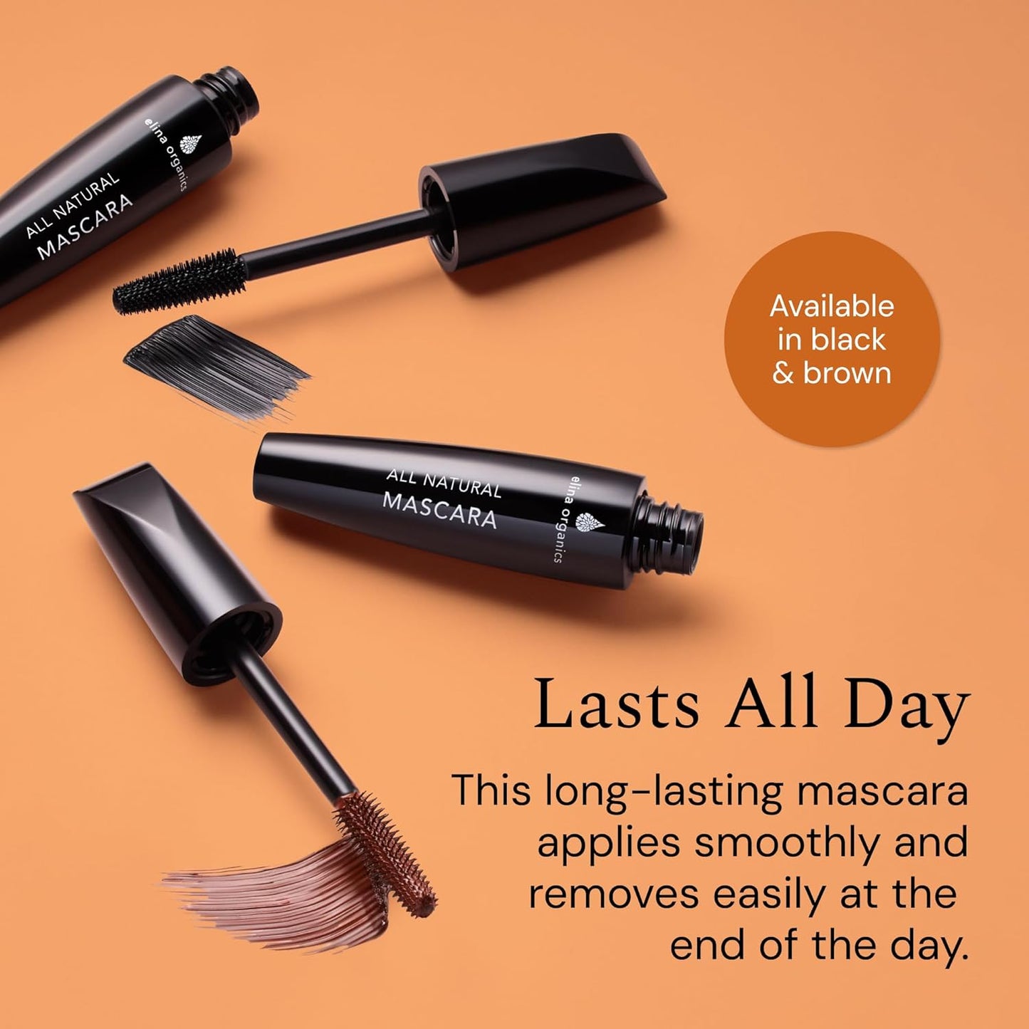 Skiennix All Natural Mascara - Deep Black Color for Lush, Voluminous Lashes