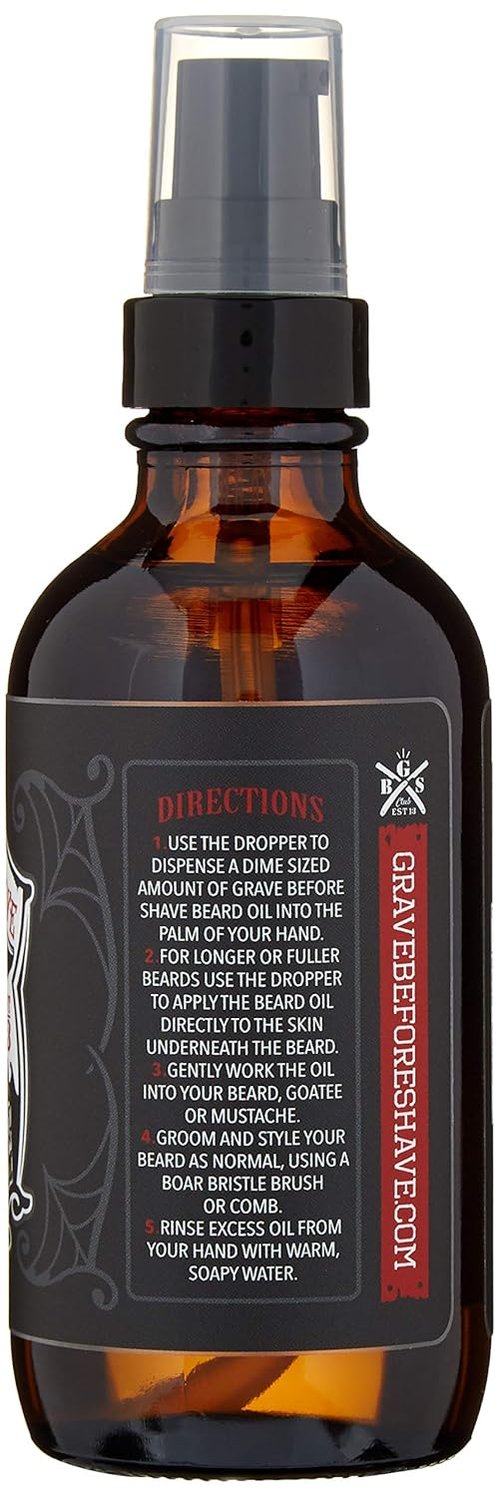 Grave Before Shave™ Beard Oil - Bay Rum Scent | Nourishing 4 Oz. Bottle for Healthy Beards