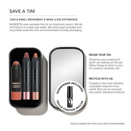 Nudestix Sunkissed Nudes Mini Kit - 3-Piece Cream Blush, Bronzer & Glossy Lip Set | Travel-Size Vegan Makeup for a Fresh Beachy Glow