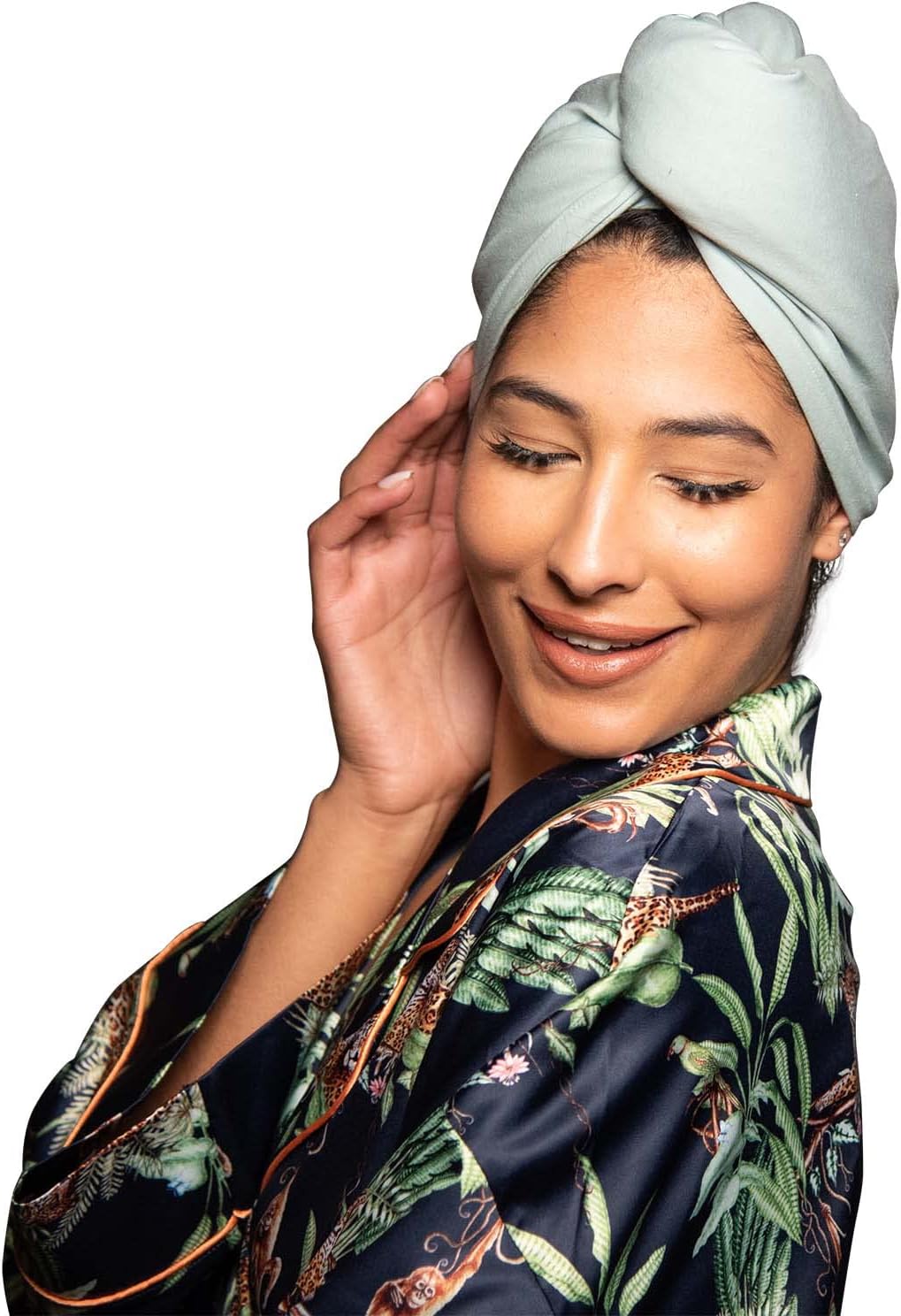 Skiennix Hair Drying Turban - Frizz-Free, Soft & Lightweight Wrap for Long Hair | Sage Color