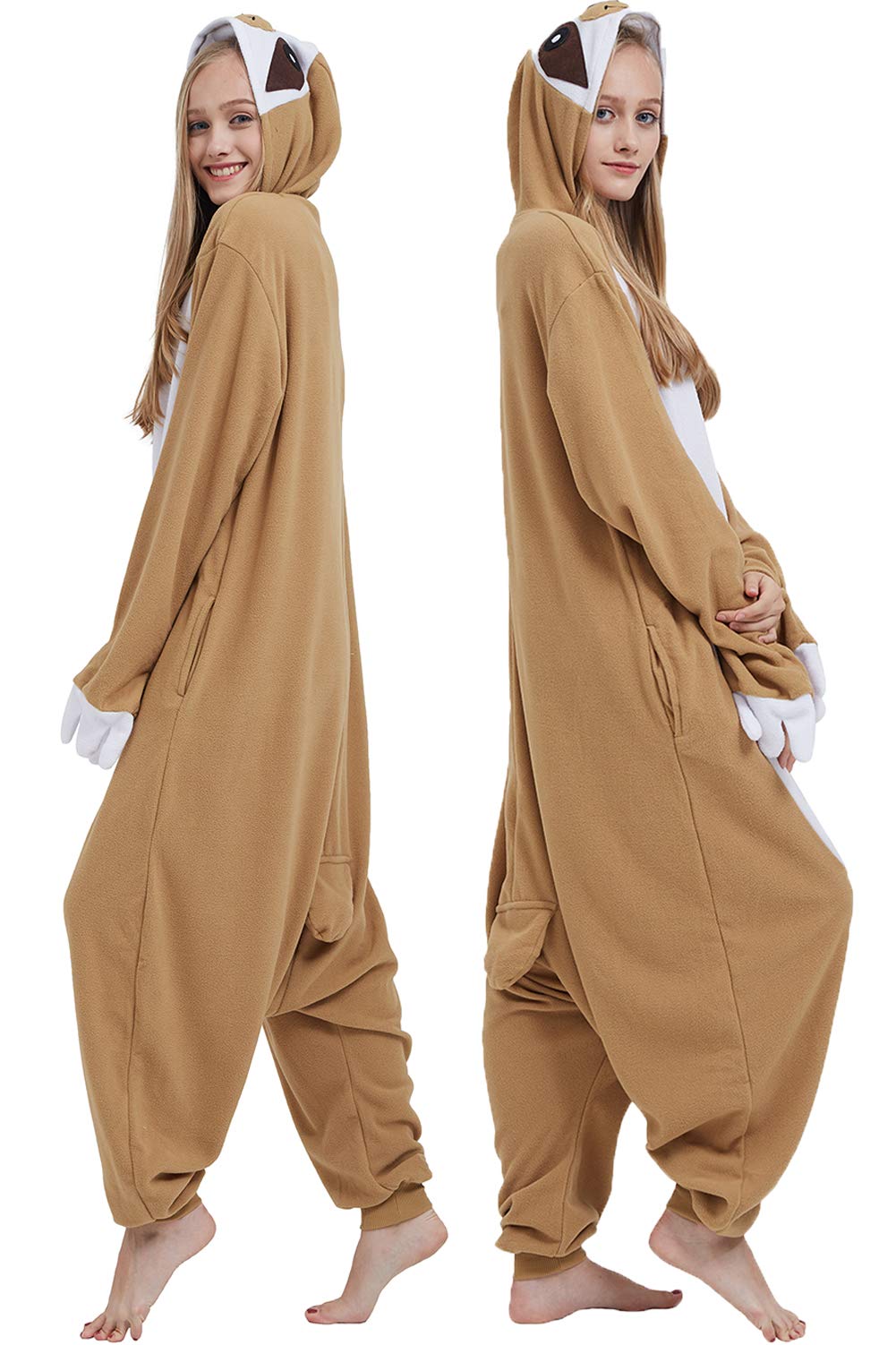 DarkCom Adult Sloth Onesie Pajamas Animal Cosplay Halloween Costume Christmas Pajamas Unisex Sleepwear Small