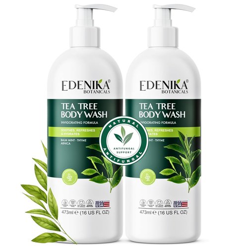 EDENIKA BOTANICALS Tea Tree Body Wash - Natural Antifungal Support for Athlete’s Foot & Jock Itch | 16 fl oz (2 Pack)