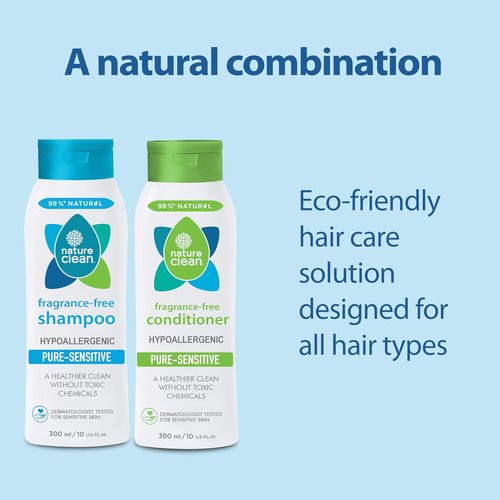 Nature Clean Unscented Hair Conditioner - Hypoallergenic & Sulfate-Free | Gentle for Sensitive Scalp, 10 oz