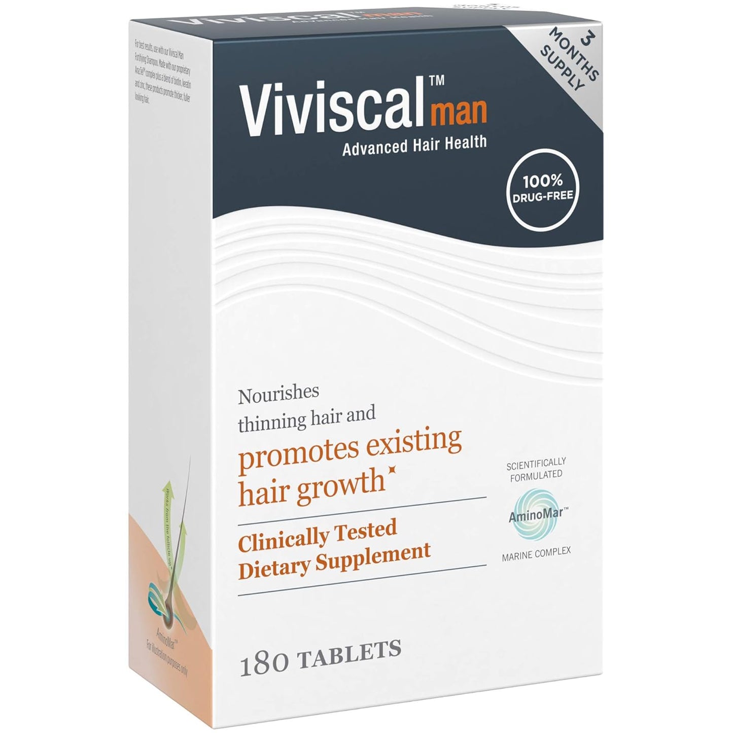 Viviscal Men's Hair Growth Supplements - Clinically Proven Collagen Complex for Thicker, Fuller Hair | 180 Tablets, 3-Month Supply