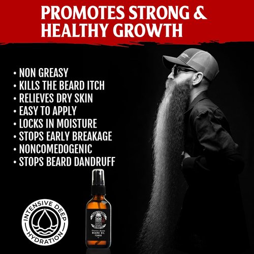 Mad Viking Fenrir Beard Oil - Naturally Hydrate, Soften & Grow Your Beard | 2oz Bold Neroli, Rum & Tobacco Scent
