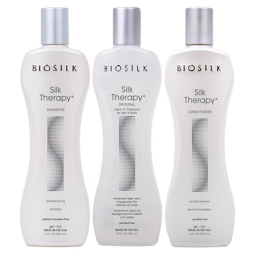 BioSilk Silk Therapy Kit - 3-Piece Shampoo, Conditioner & Serum for Healthy, Shiny Hair | 12 Oz Set