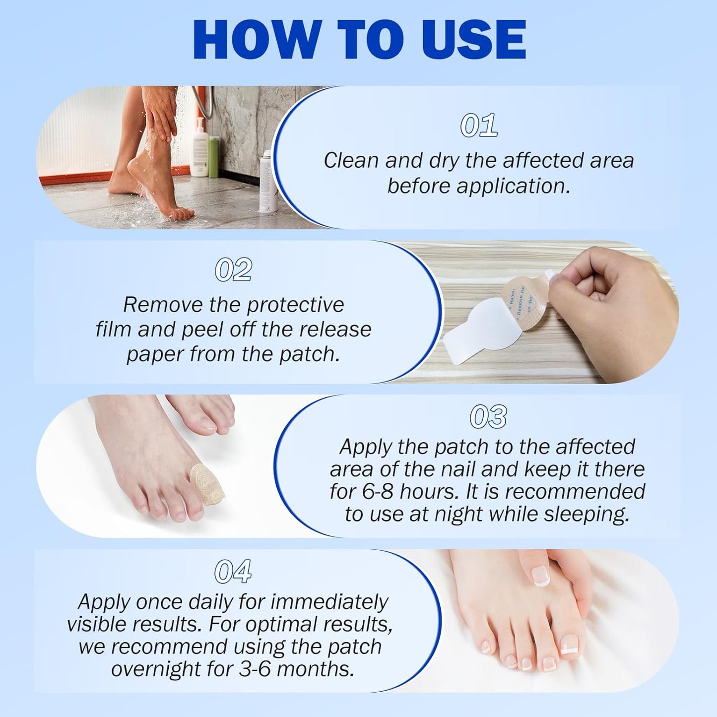 Skiennix Fungal Nail Patches - Extra Strength 8-Hour Overnight Treatment | 42 PCS Hydrogel Care for Damaged Nails