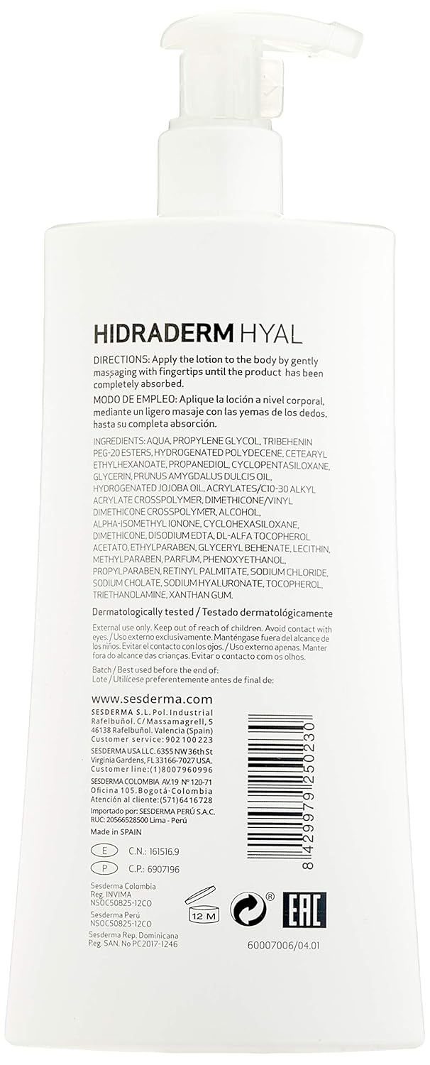 Sesderma Hidraderm Hyal Body Lotion - Deep Hydration Formula | 13.5 Fl Oz for Silky Skin