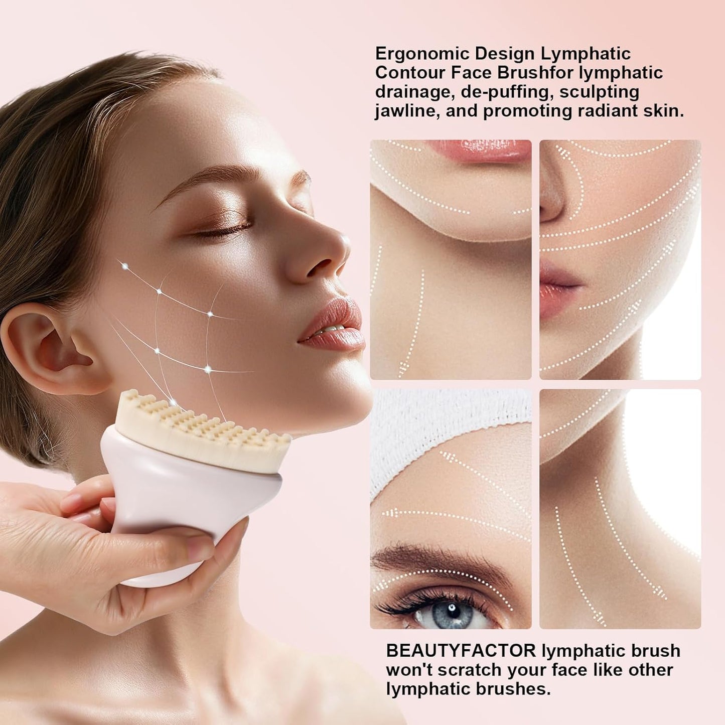 Skiennix Lymphatic Contour Face Brush - Sculpting Gua Sha Tool for De-Puffing & Radiant Skin