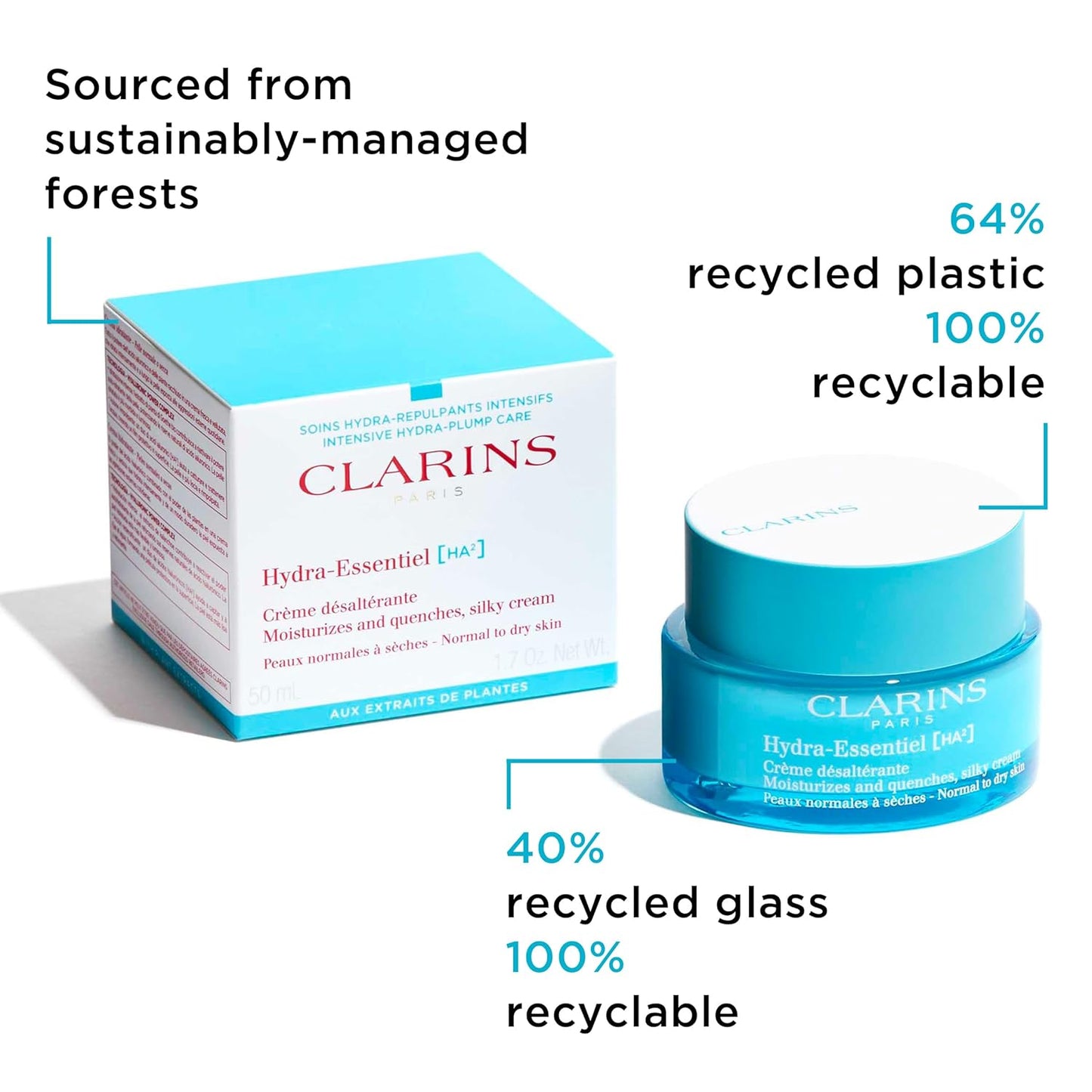 Clarins Hydra-Essentiel Silky Cream - Intensely Hydrating Moisturizer for Normal-Dry Skin | 1.7 Ounces