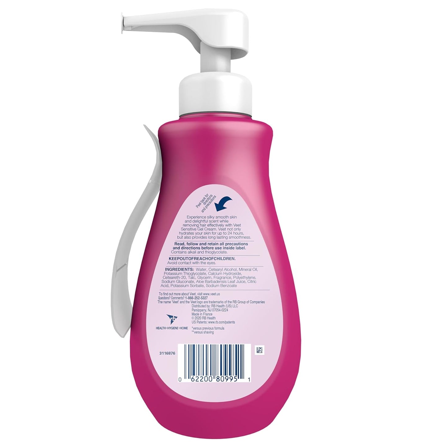 Veet Sensitive Skin Hair Removal Cream - Painless Bikini & Body Hair Removal Gel | 13.5 FL OZ Pump Bottle