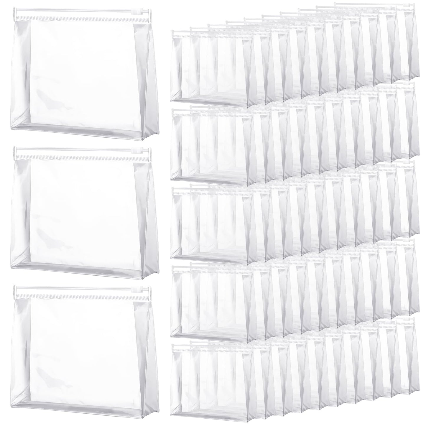 Xuniea 50 Pieces Mini Clear Makeup Bag Small Clear Zipper Pouch Travel Bag for Toiletries Plastic Cosmetic Organizer Waterproof for Women Men Vacation(9.8'',Transparent)