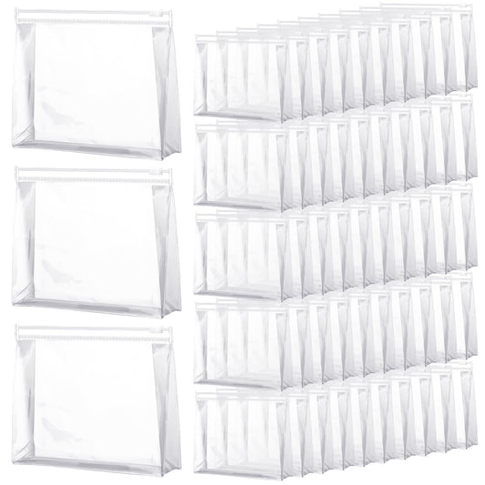 Xuniea 50 Pieces Mini Clear Makeup Bag Small Clear Zipper Pouch Travel Bag for Toiletries Plastic Cosmetic Organizer Waterproof for Women Men Vacation(9.8'',Transparent)