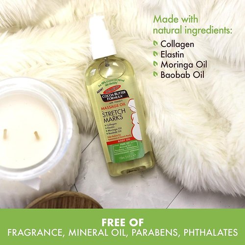Palmer's Cocoa Butter Formula Massage Oil - Stretch Marks & Pregnancy Skincare, 3.4 Ounces