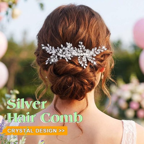 JAKAWIN Bridal Hair Comb - Rhinestone Headpiece for Weddings | Silver Hair Clip for Women