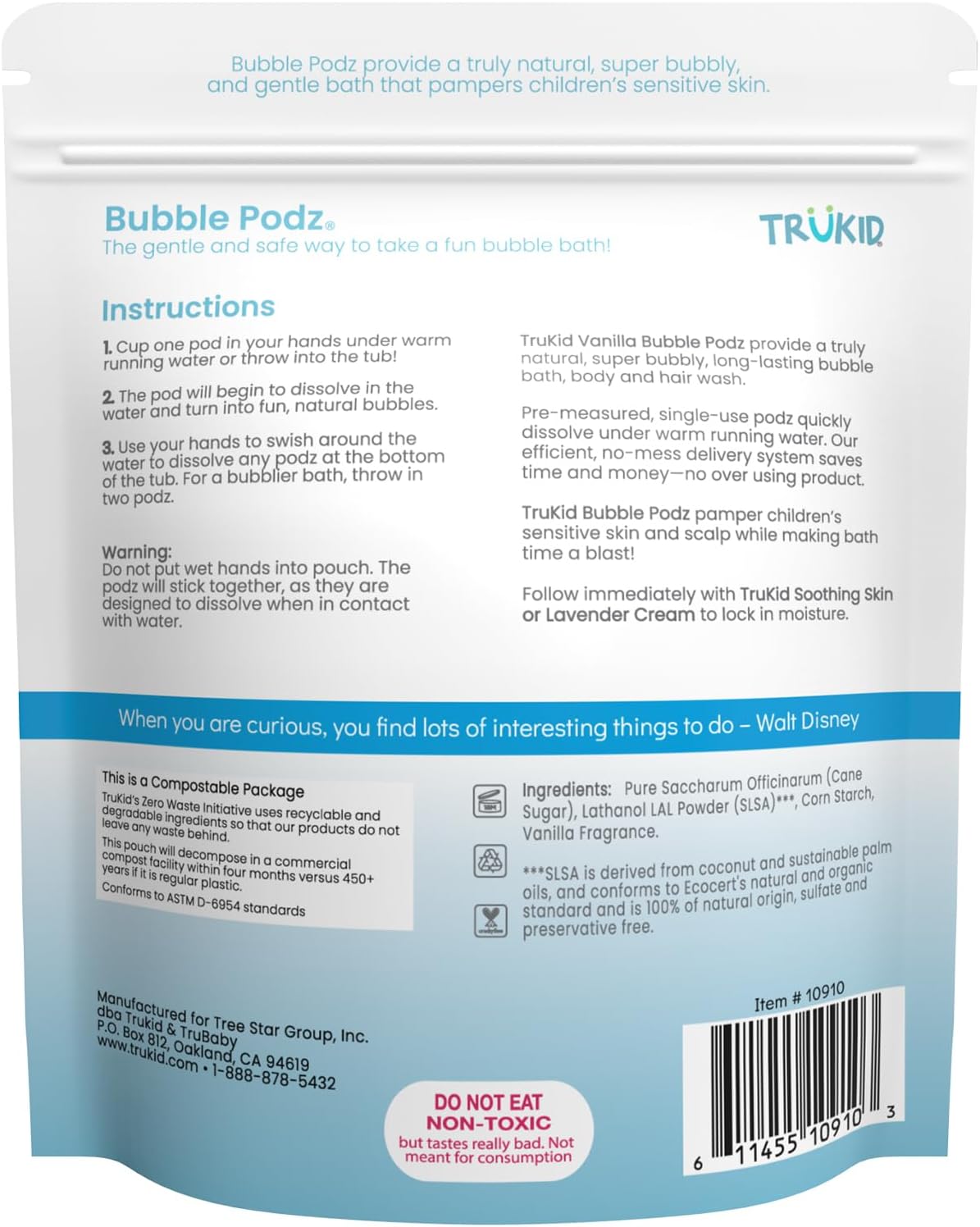 TruKid Bubble Podz - Tear-Free Bubble Bath for Kids & Toddlers | Gentle, Non-Toxic, Vanilla Scent (24 Podz)