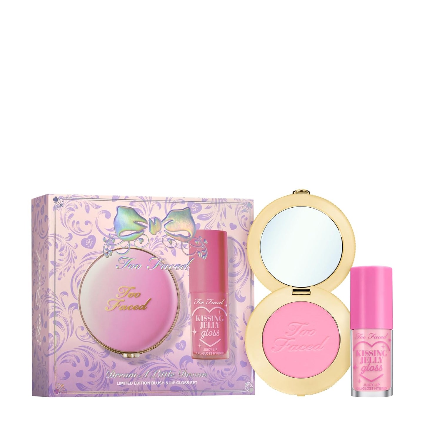 Too Faced Dream A Little Dream Blush & Lip Gloss Set - Cloud Crush Blush + Kissing Jelly Lip Oil, Sheer Coverage Gift Set
