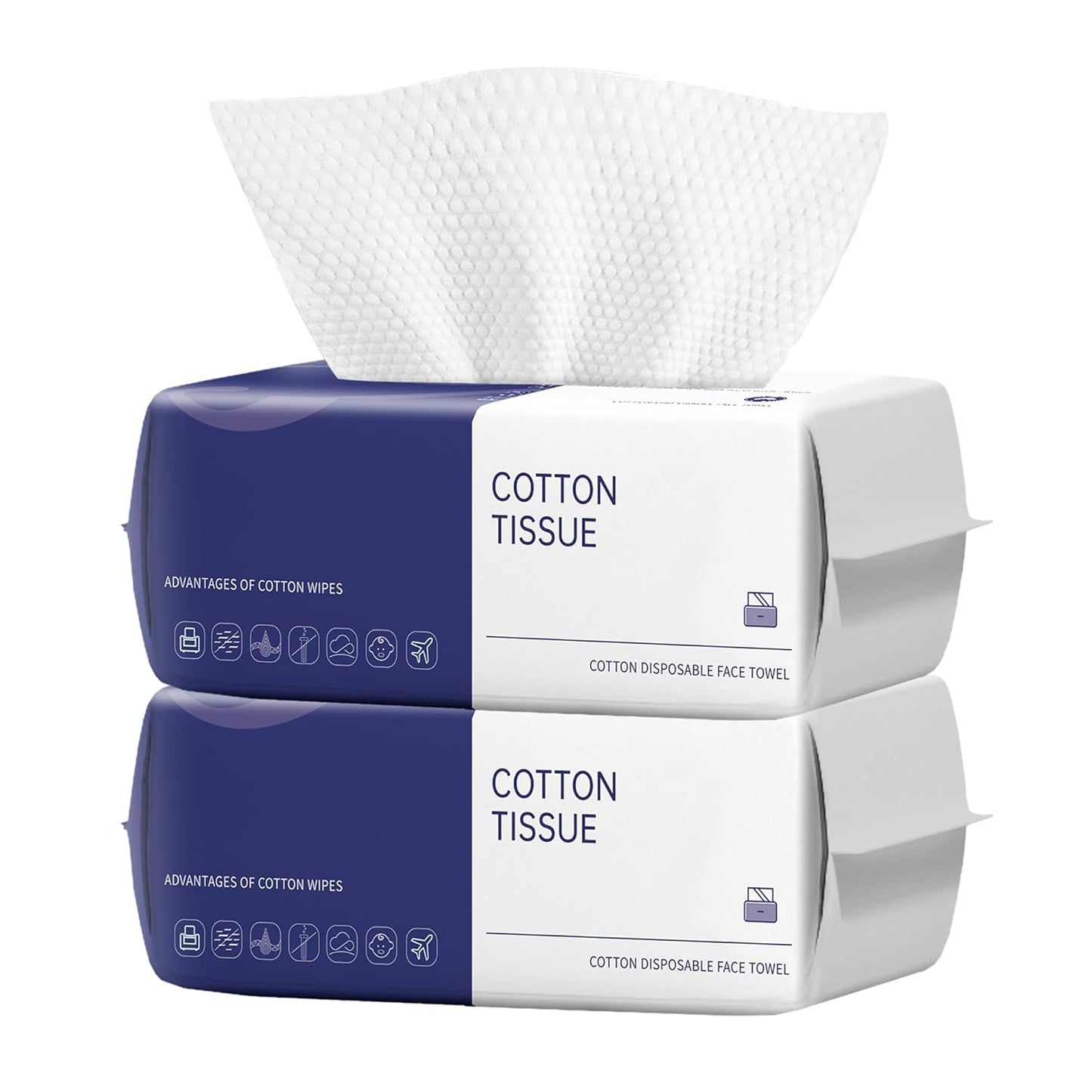 Skiennix Ultra Thick Disposable Face Clean Towels - 100 Count Lint-Free Facial Wash Cloths for Sensitive Skin | 2 Pack