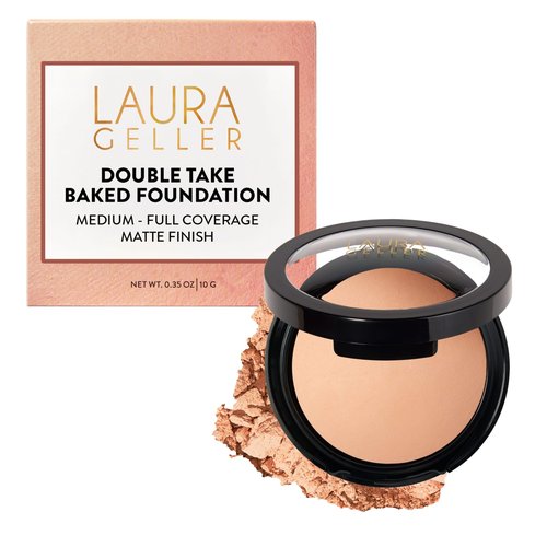LAURA GELLER NEW YORK Baked Double Take Powder Foundation - Fair - Buildable Medium to Full Coverage - Matte Finish