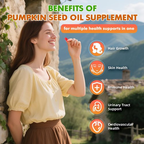 GrnLife Pumpkin Seed Oil Gummies with Saw Palmetto, Organic Pumpkin Seed Oil Supplement for Hair Growth & Skin Health, High Pure Extract for Women Men, Raspberry Flavor, 60 Count