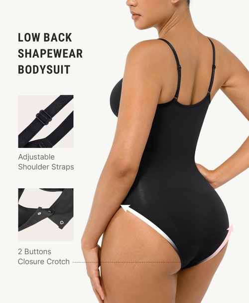 FeelinGirl Body Shaper Tummy Control Shapewear Bodysuit for Women Seamless Shaper Black M-L