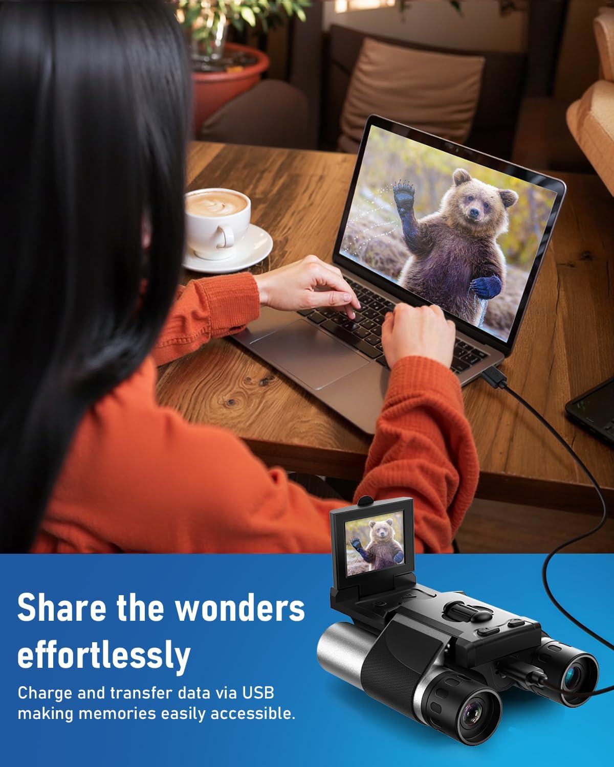 Digital Binoculars with Camera - 8X Digital Zoom, 2" LCD Display 40MP Camera 2.5K Videos Ideal for Concerts, Bird Watching, and Outdoor Adventures with 32GB SD Card - S555